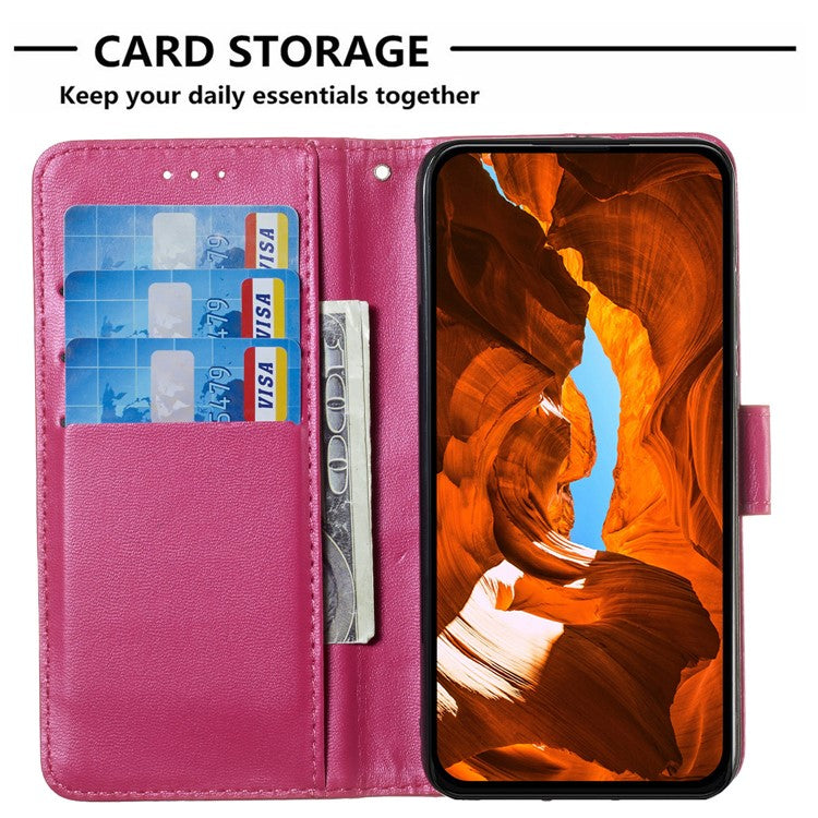 For Motorola Moto G75 5G Case with Card Holder PU Leather Flip Wallet Phone Cover - Rose