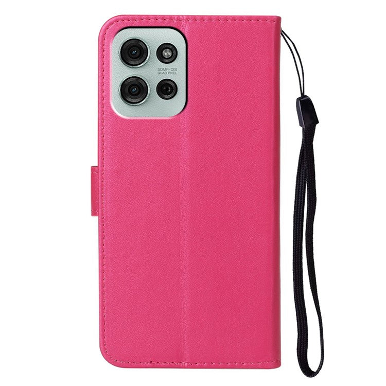 For Motorola Moto G75 5G Case with Card Holder PU Leather Flip Wallet Phone Cover - Rose