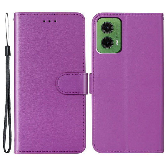 For Motorola Moto G75 5G Case with Card Holder PU Leather Flip Wallet Phone Cover - Purple