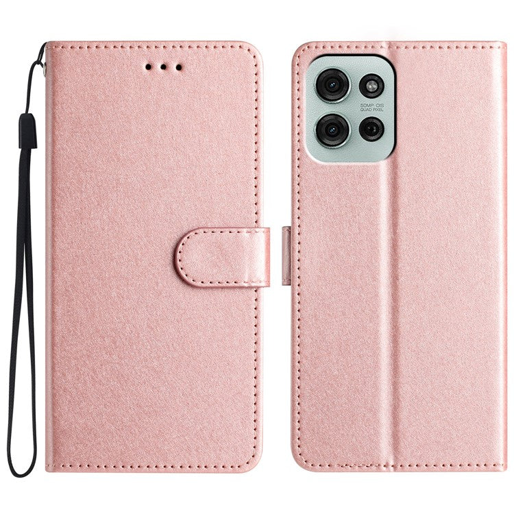 For Motorola Moto G75 5G Wallet Case Leather Folio Phone Cover Magnetic Clasp - Rose Gold