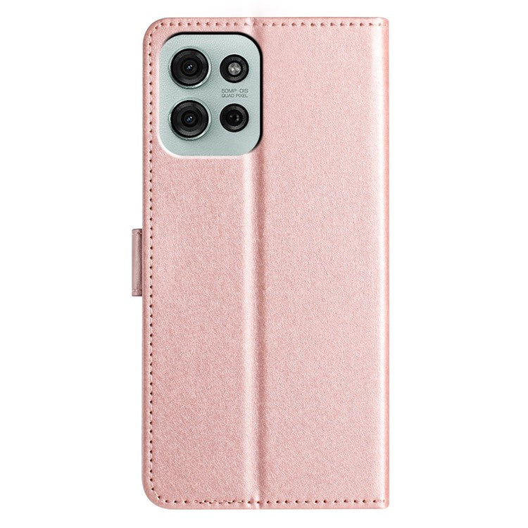 For Motorola Moto G75 5G Wallet Case Leather Folio Phone Cover Magnetic Clasp - Rose Gold