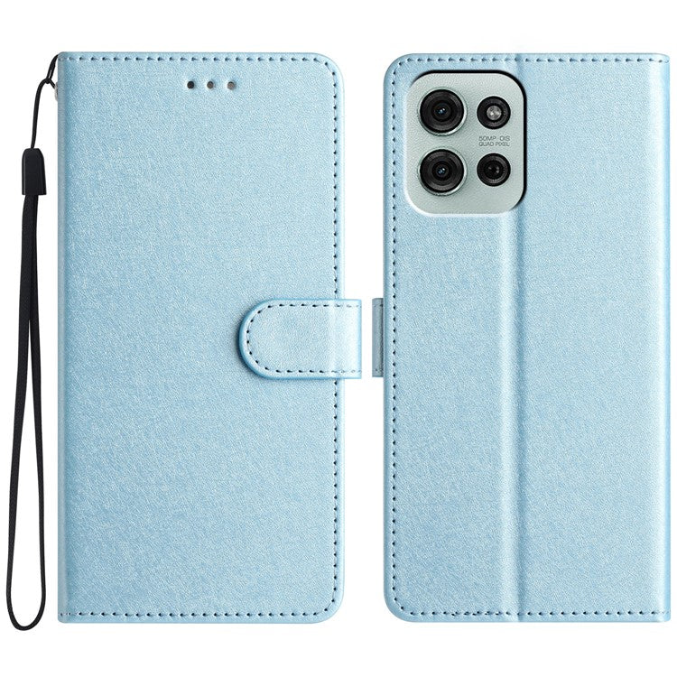 For Motorola Moto G75 5G Wallet Case Leather Folio Phone Cover Magnetic Clasp - Sky Blue