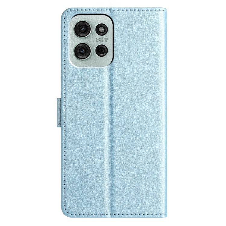 For Motorola Moto G75 5G Wallet Case Leather Folio Phone Cover Magnetic Clasp - Sky Blue
