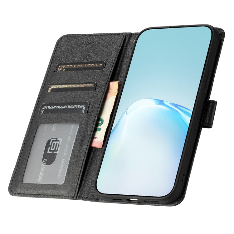 For Motorola Moto G75 5G Wallet Case Leather Folio Phone Cover Magnetic Clasp - Black