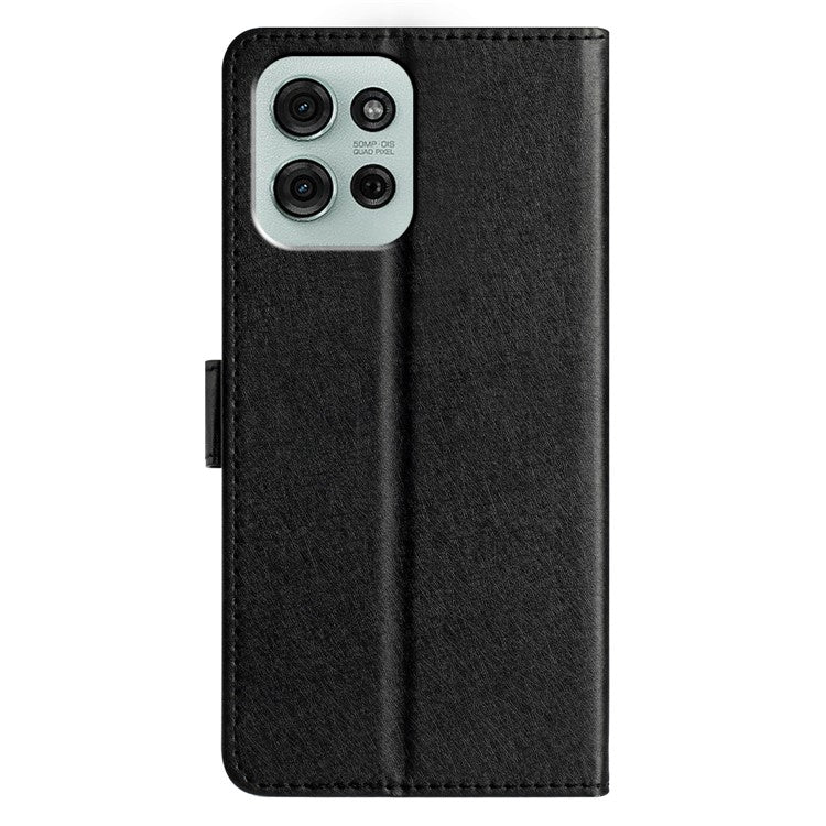 For Motorola Moto G75 5G Wallet Case Leather Folio Phone Cover Magnetic Clasp - Black