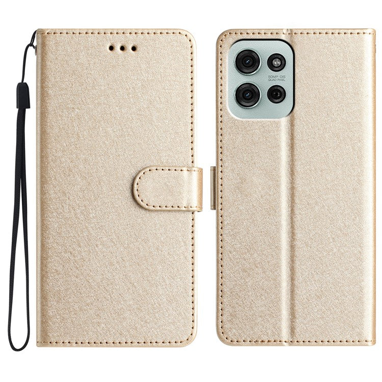 For Motorola Moto G75 5G Wallet Case Leather Folio Phone Cover Magnetic Clasp - Gold