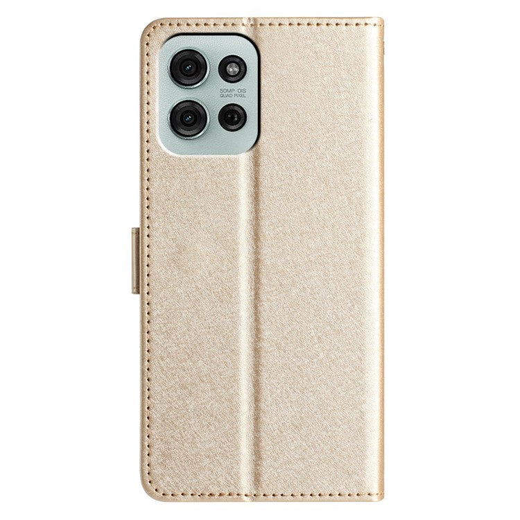 For Motorola Moto G75 5G Wallet Case Leather Folio Phone Cover Magnetic Clasp - Gold