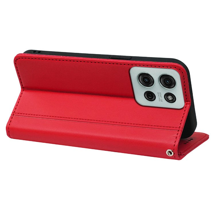 HX01 For Motorola Moto G75 5G Wallet Case Magnetic Closing PU Leather Phone Cover - Red