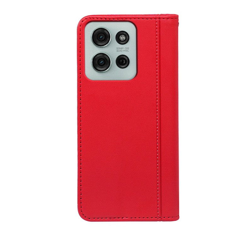 HX01 For Motorola Moto G75 5G Wallet Case Magnetic Closing PU Leather Phone Cover - Red