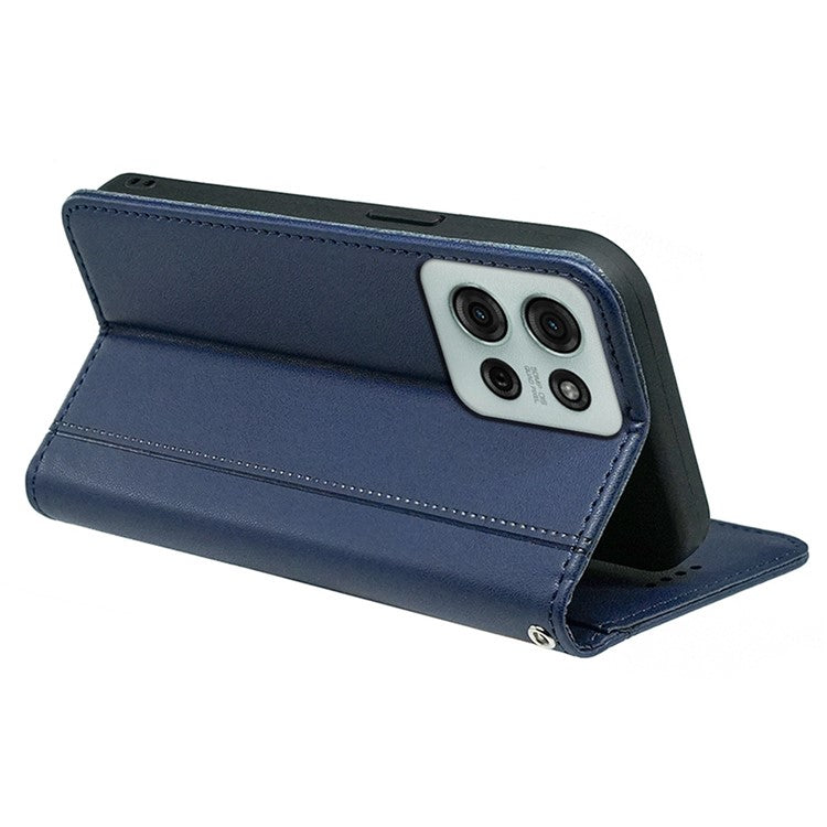 HX01 For Motorola Moto G75 5G Wallet Case Magnetic Closing PU Leather Phone Cover - Blue