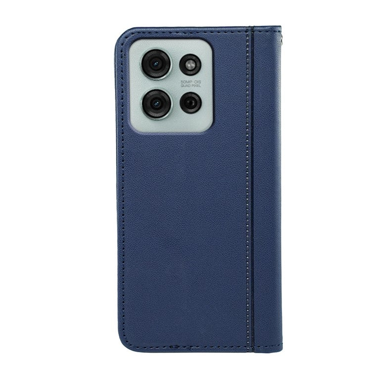 HX01 For Motorola Moto G75 5G Wallet Case Magnetic Closing PU Leather Phone Cover - Blue