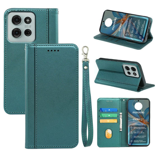 HX01 For Motorola Moto G75 5G Wallet Case Magnetic Closing PU Leather Phone Cover - Green