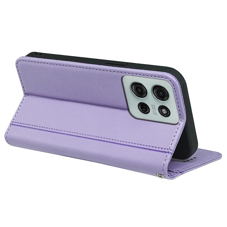 HX01 For Motorola Moto G75 5G Wallet Case Magnetic Closing PU Leather Phone Cover - Purple