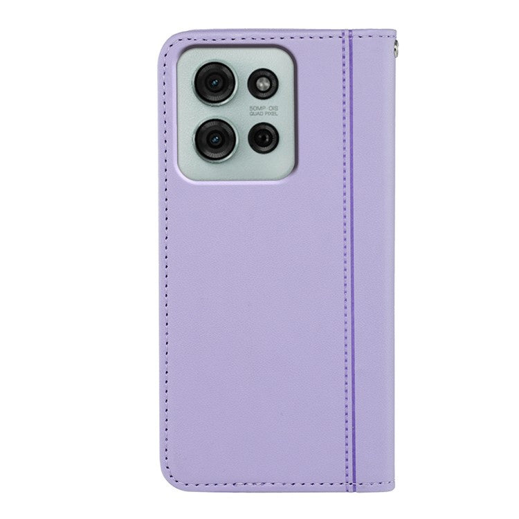 HX01 For Motorola Moto G75 5G Wallet Case Magnetic Closing PU Leather Phone Cover - Purple