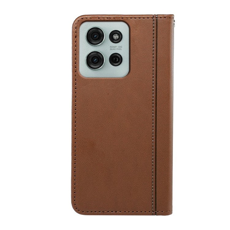 HX01 For Motorola Moto G75 5G Wallet Case Magnetic Closing PU Leather Phone Cover - Brown