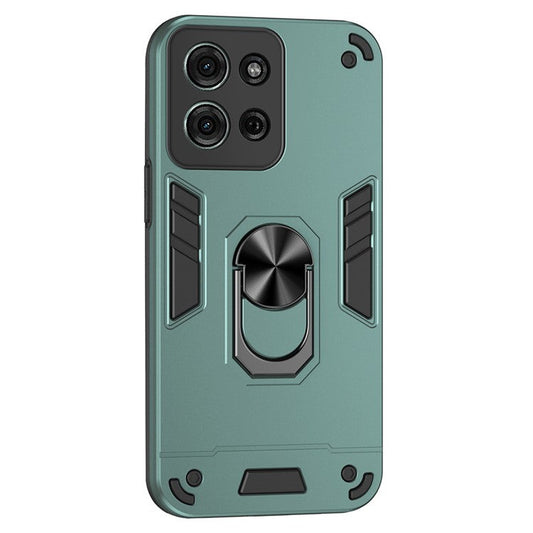 For Motorola Moto G75 5G Case PC+TPU Drop Defend Phone Cover with Ring Kickstand - Green