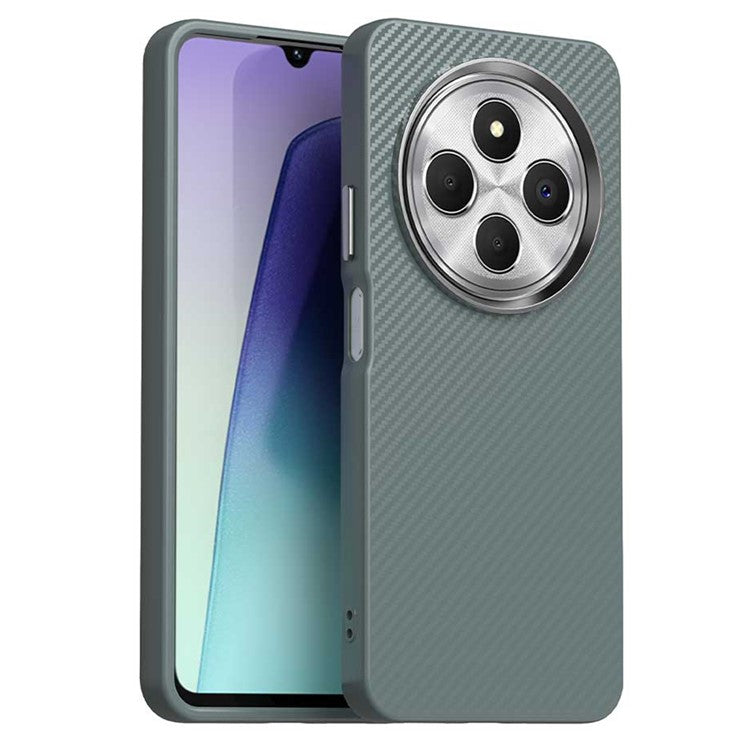 For Xiaomi Redmi 14C 4G / 14R 5G / A4 5G / A3 Pro 4G / Poco C75 4G Case Cell Phone Hybrid Back Cover Carbon Fiber Texture - Grey