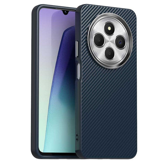 For Xiaomi Redmi 14C 4G / 14R 5G / A4 5G / A3 Pro 4G / Poco C75 4G Case Cell Phone Hybrid Back Cover Carbon Fiber Texture - Blue