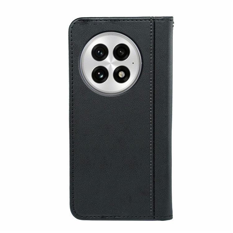 HX01 For OnePlus 13 Wallet Case Magnetic Closing PU Leather Phone Cover - Black