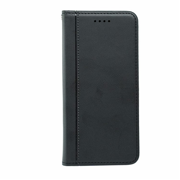 HX01 For iPhone 16 Wallet Case Magnetic Closing PU Leather Phone Cover - Black
