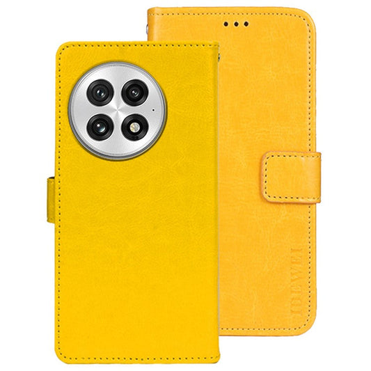 IDEWEI For OnePlus 13 Stand Case Crazy Horse Texture Leather Phone Cover - Yellow