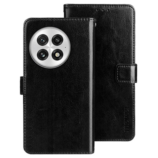 IDEWEI For OnePlus 13 Stand Case Crazy Horse Texture Leather Phone Cover - Black