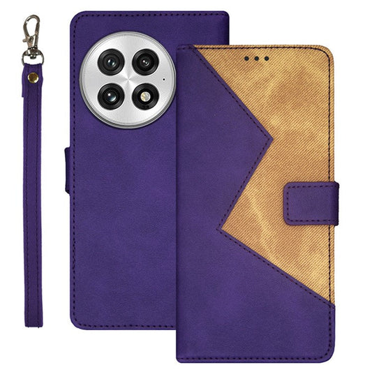 IDEWEI For OnePlus 13 Case Card Slots Splicing Color Leather Phone Cover - Purple