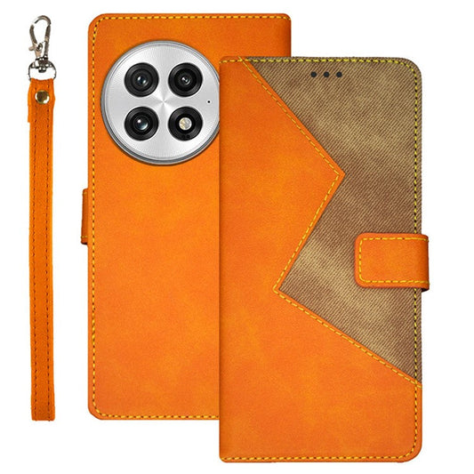 IDEWEI For OnePlus 13 Case Card Slots Splicing Color Leather Phone Cover - Yellow