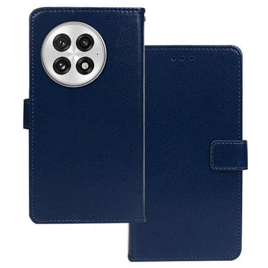 IDEWEI For OnePlus 13 Case Card Slots Holder Leather Phone Cover Crazy Horse Texture - Blue