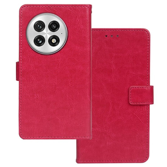 IDEWEI For OnePlus 13 Case Card Slots Holder Leather Phone Cover Crazy Horse Texture - Rose