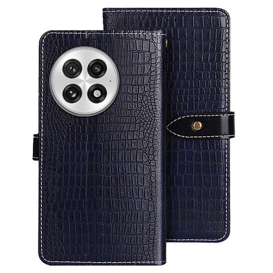 IDEWEI For OnePlus 13 Case Crocodile Texture PU Leather Flip Phone Cover - Blue