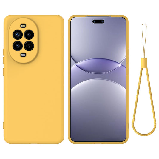For Huawei nova 13 Pro 5G Case Liquid Silicone Phone Back Cover with Hand Strap - Yellow