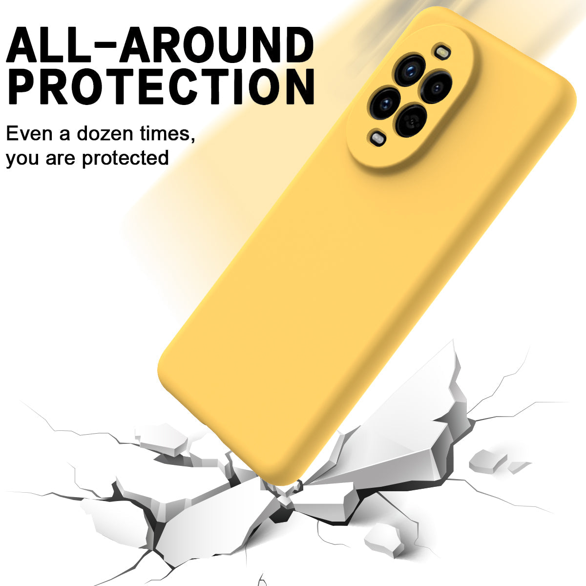 For Huawei nova 13 Pro 5G Case Liquid Silicone Phone Back Cover with Hand Strap - Yellow