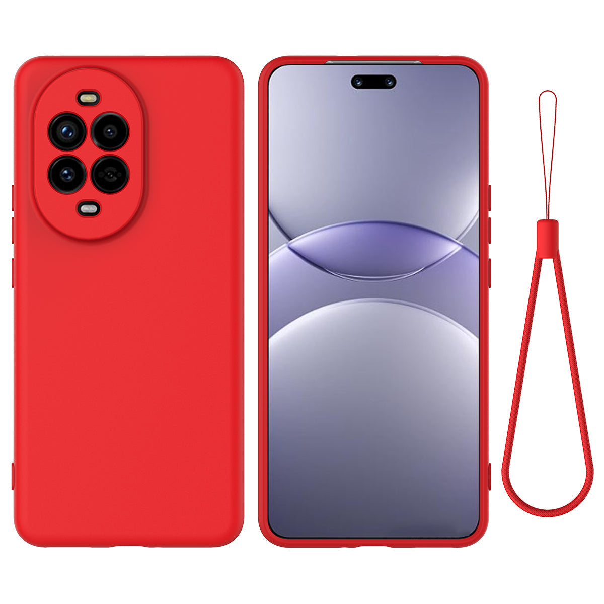 For Huawei nova 13 Pro 5G Case Liquid Silicone Phone Back Cover with Hand Strap - Red