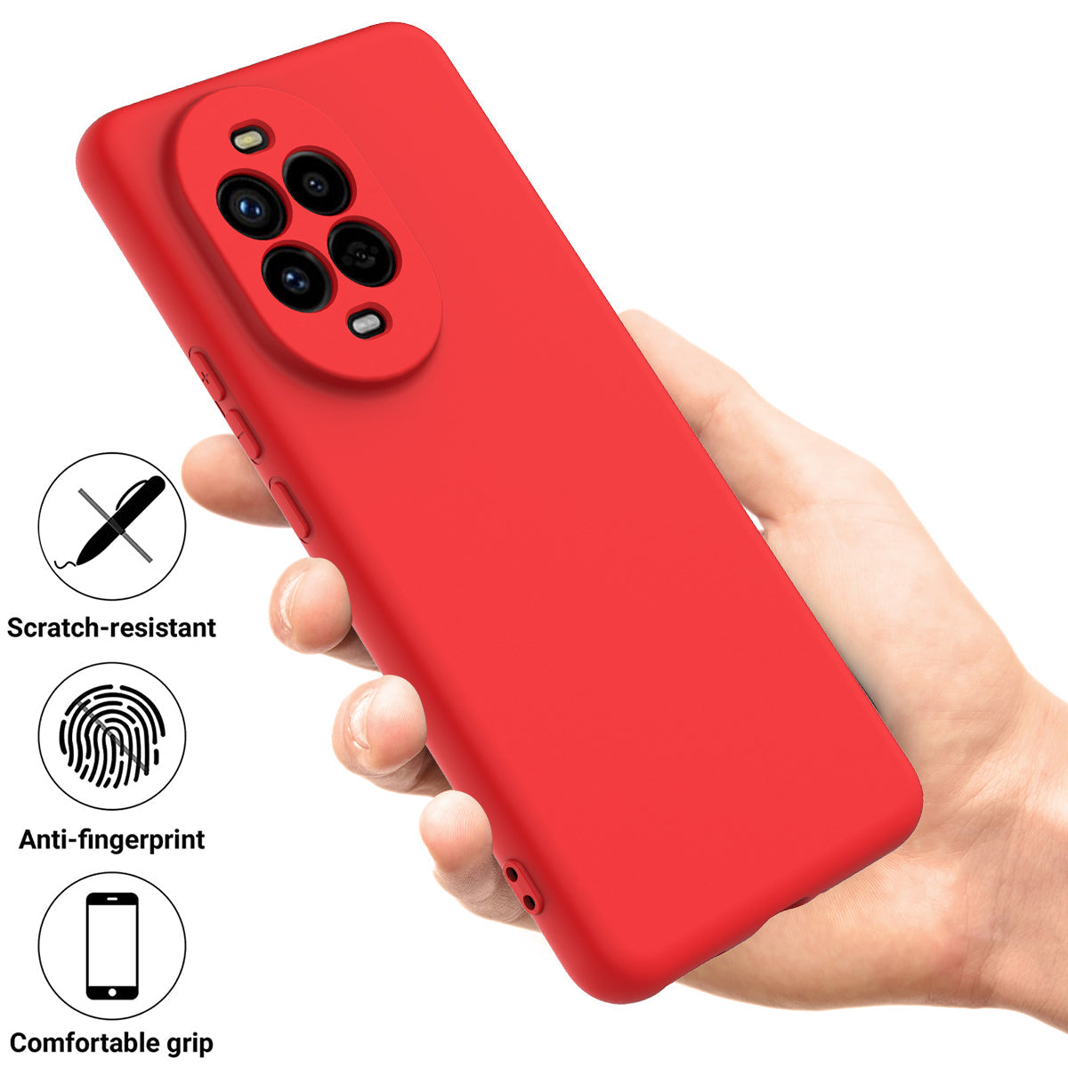 For Huawei nova 13 Pro 5G Case Liquid Silicone Phone Back Cover with Hand Strap - Red