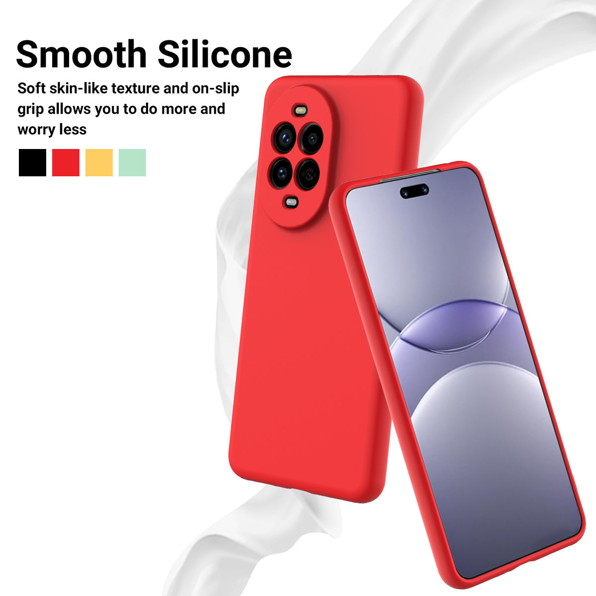 For Huawei nova 13 Pro 5G Case Liquid Silicone Phone Back Cover with Hand Strap - Red