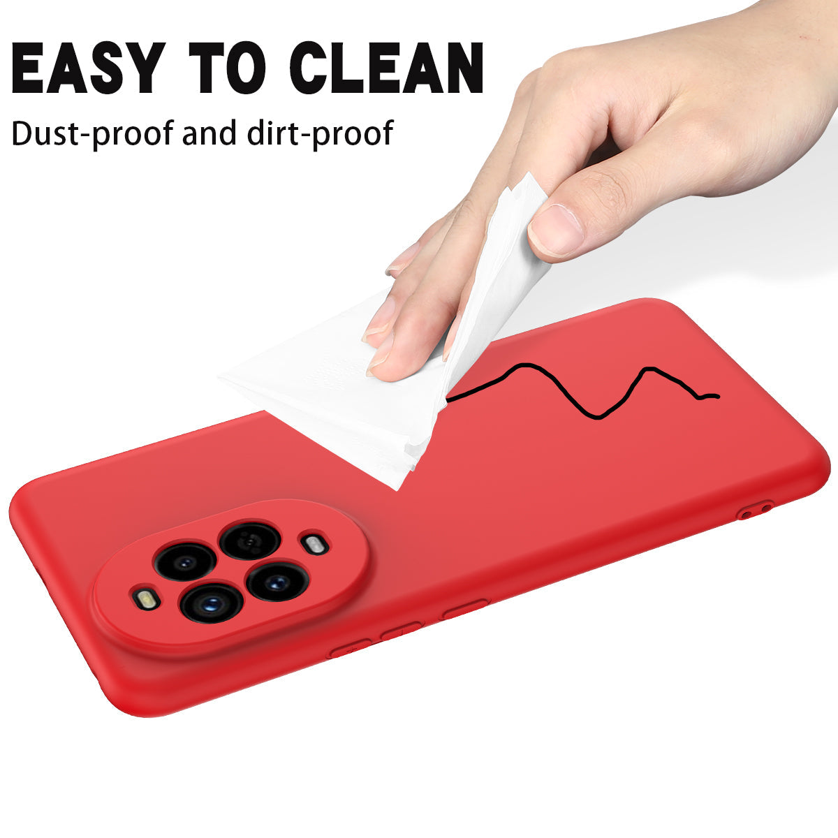 For Huawei nova 13 Pro 5G Case Liquid Silicone Phone Back Cover with Hand Strap - Red