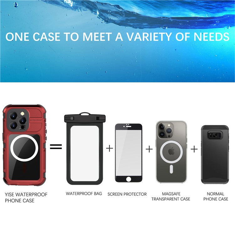 SHELLBOX M Series For iPhone 16 Pro IP68 Waterproof Case Metal Diving Phone Cover Compatible with MagSafe - Red