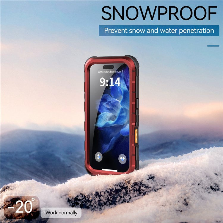 SHELLBOX M Series For iPhone 16 Pro IP68 Waterproof Case Metal Diving Phone Cover Compatible with MagSafe - Red
