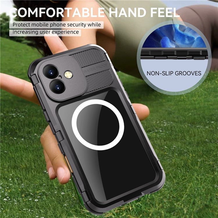 SHELLBOX M Series For iPhone 16 Plus IP68 Waterproof Case Metal Diving Phone Cover Compatible with MagSafe - Black