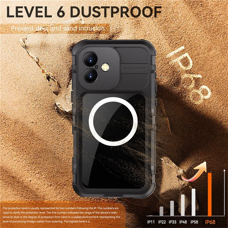 SHELLBOX M Series For iPhone 16 Plus IP68 Waterproof Case Metal Diving Phone Cover Compatible with MagSafe - Black
