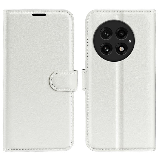 For OnePlus 13 Case Litchi Texture Shockproof Leather Wallet Phone Cover - White