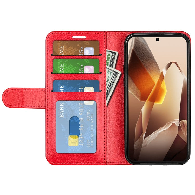For OnePlus 13 Wallet Case Crazy Horse Texture Stand Leather Phone Cover - Red