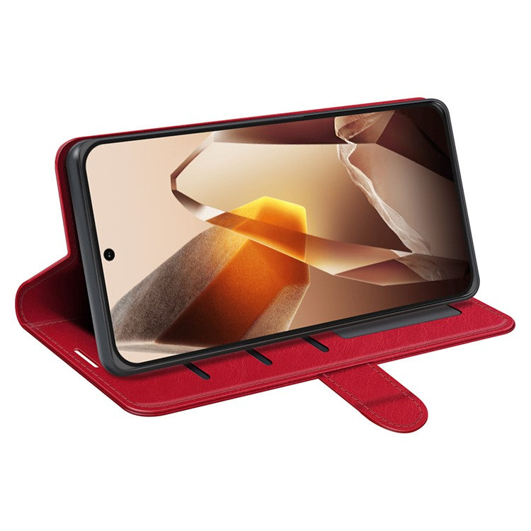 For OnePlus 13 Wallet Case Crazy Horse Texture Stand Leather Phone Cover - Red