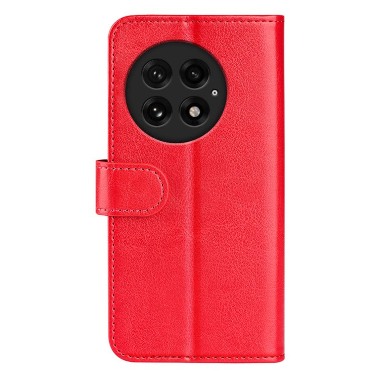 For OnePlus 13 Wallet Case Crazy Horse Texture Stand Leather Phone Cover - Red