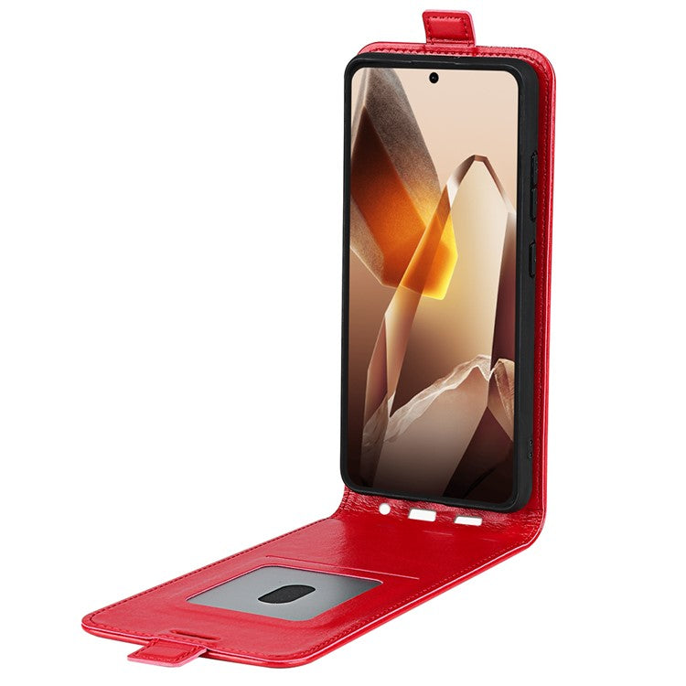 For OnePlus 13 Case with Card Slots Vertical Flip Leather Phone Cover - Red