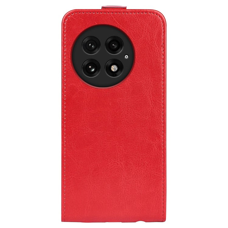 For OnePlus 13 Case with Card Slots Vertical Flip Leather Phone Cover - Red
