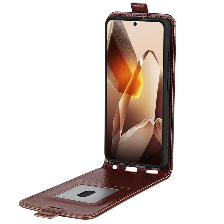 For OnePlus 13 Case with Card Slots Vertical Flip Leather Phone Cover - Brown