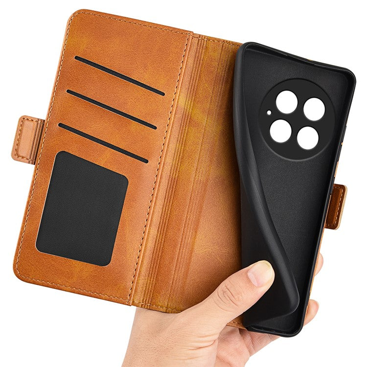 For OnePlus 13 Stand Case Calf Texture Leather Wallet Phone Cover - Yellow