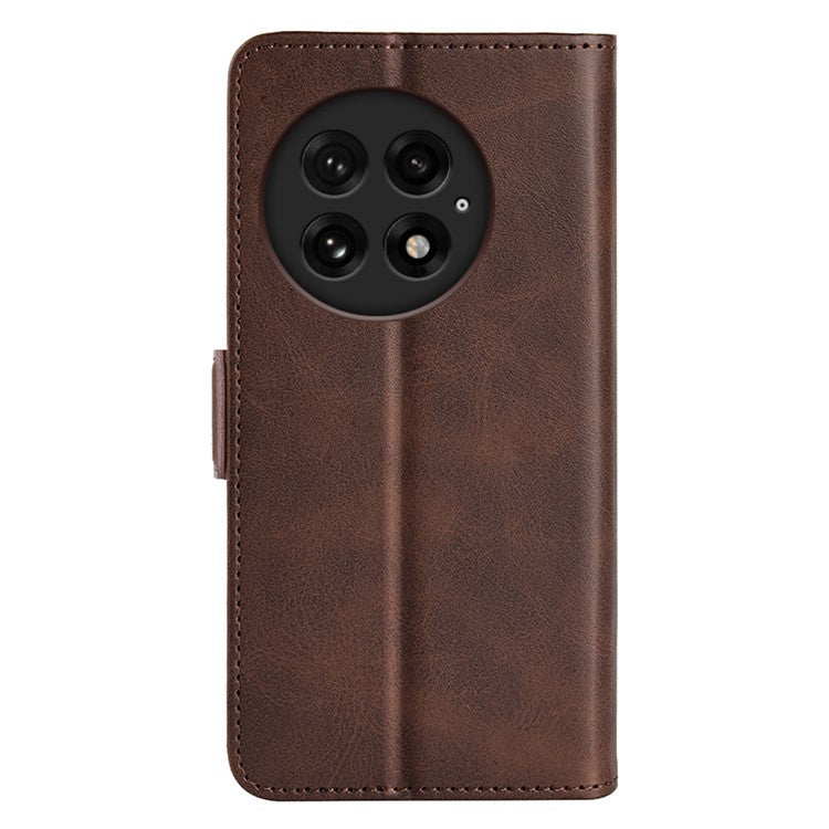 For OnePlus 13 Stand Case Calf Texture Leather Wallet Phone Cover - Brown